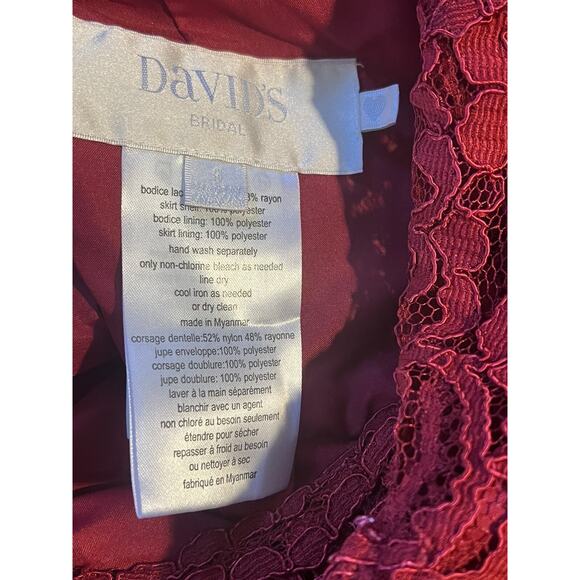 Davids Bridal Red Bridesmaid Prom Dress Maxi Long HOCO Gala Holiday Event Glam - Picture 7 of 10